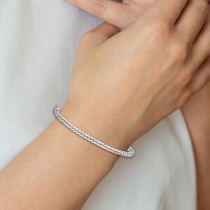Herco 14K White Gold Polished and Twisted Hinged Bangle